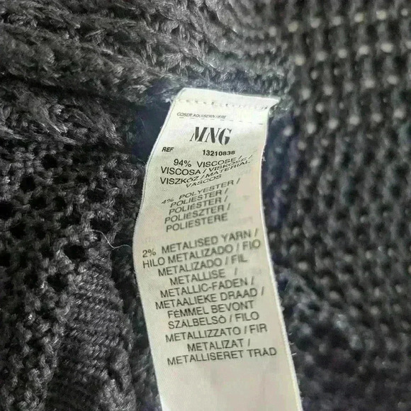 Mango Net V Neck Knit Long Sleeve Sweater - Large - Picture 4 of 4